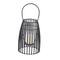 12" Black Iron Contemporary Candle Holder Lantern